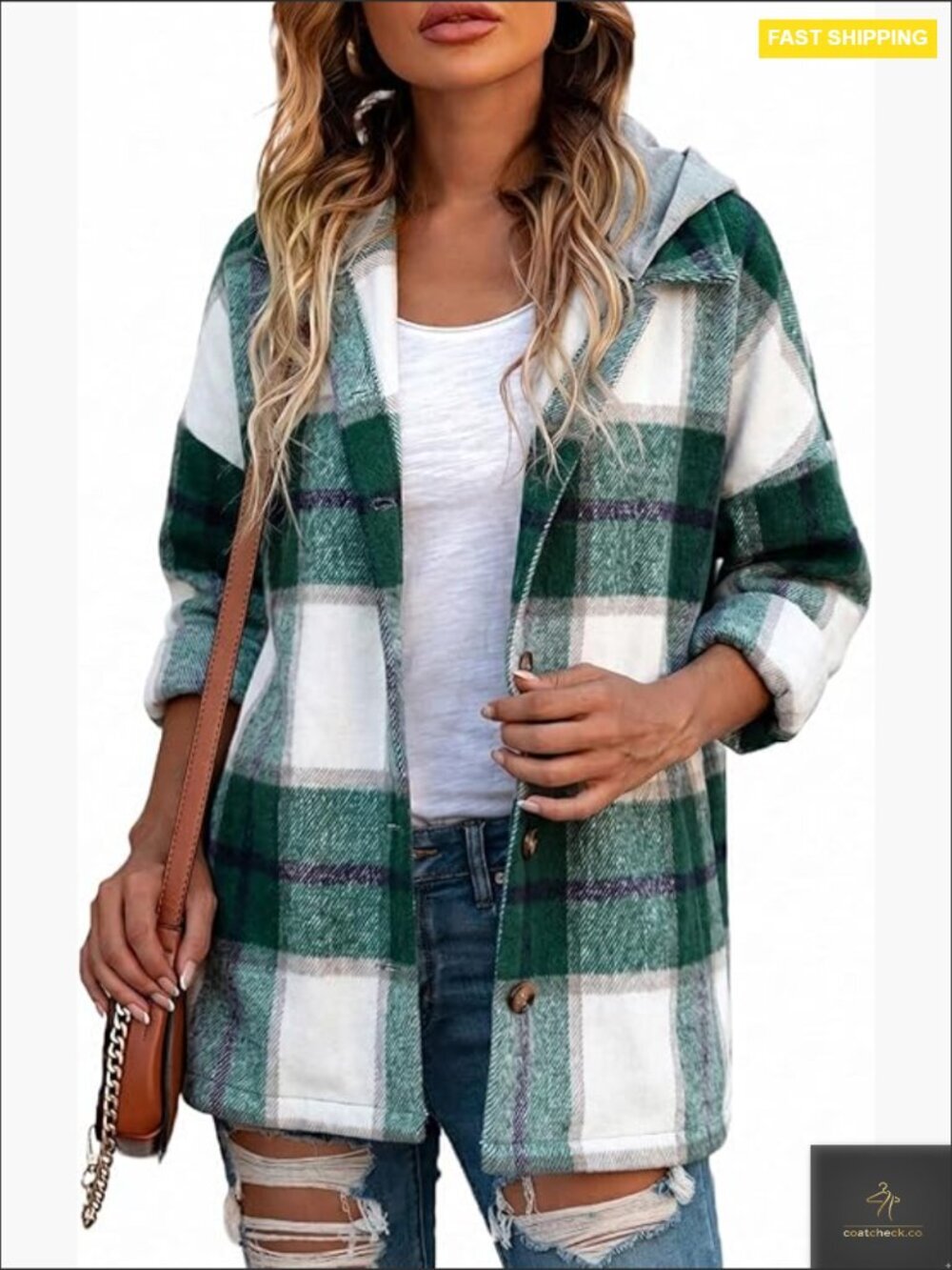 Long Sleeve Button Down Plaid Flannel Shacket Jacket Hoodie Casual Cozy